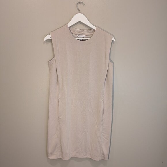 Athleta Seasoft Tank Dress Abalone Grey Stone Beige Athleisure Sporty - Size S - Picture 2 of 6